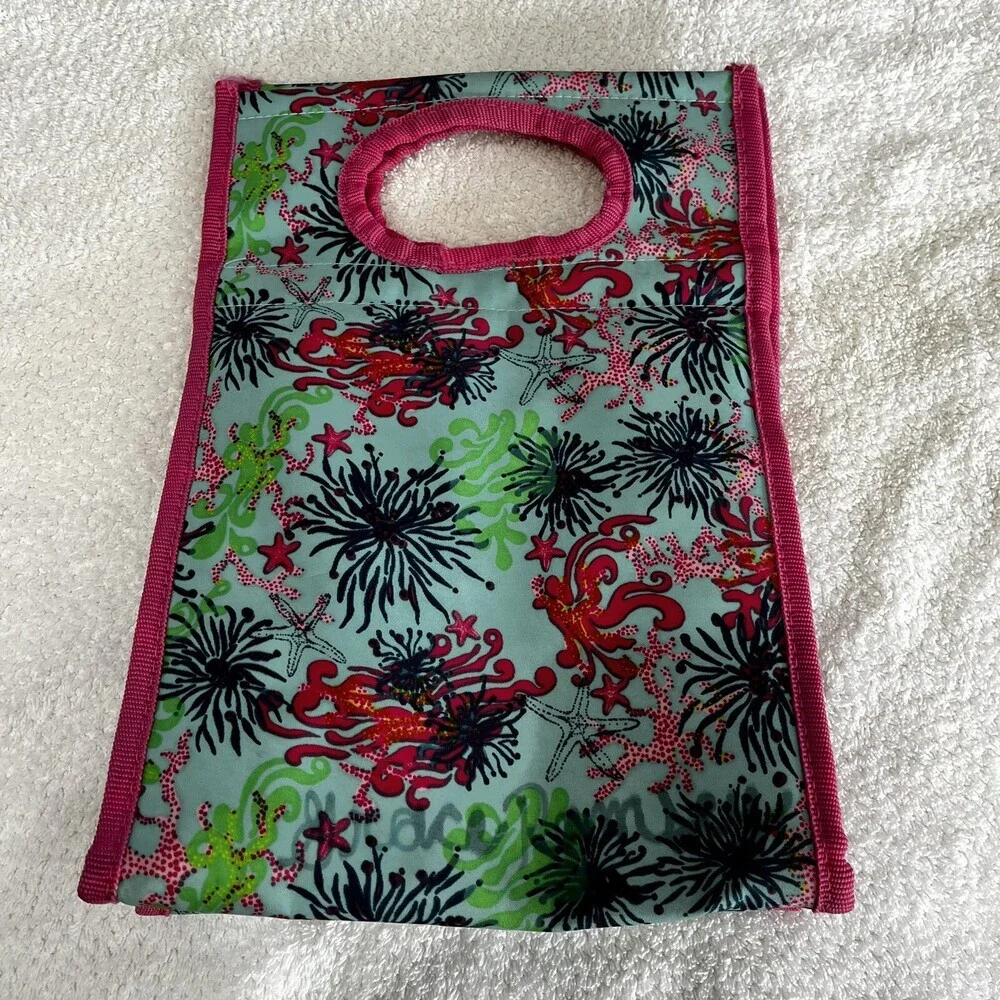 Lilly Pulitzer Pink Ocean Life Insulated Lunch‎ Bag Classic Preppy Beach