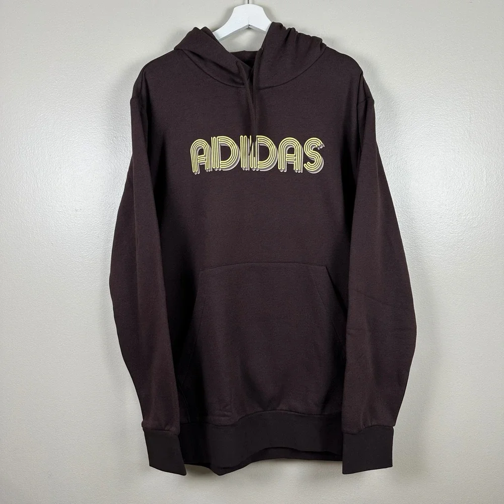 Adidas Men's XLT Hoodie Shadow Brown Graphic Logo M EVO LIN HD Pullover