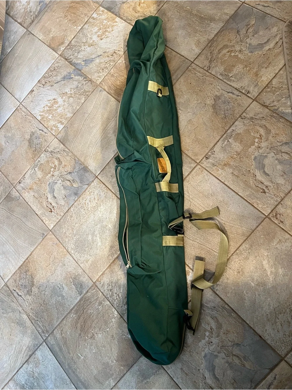 Vintage Cabelas Rod Bag Green Nylon Bag Adjustable Straps 2 outside pockets