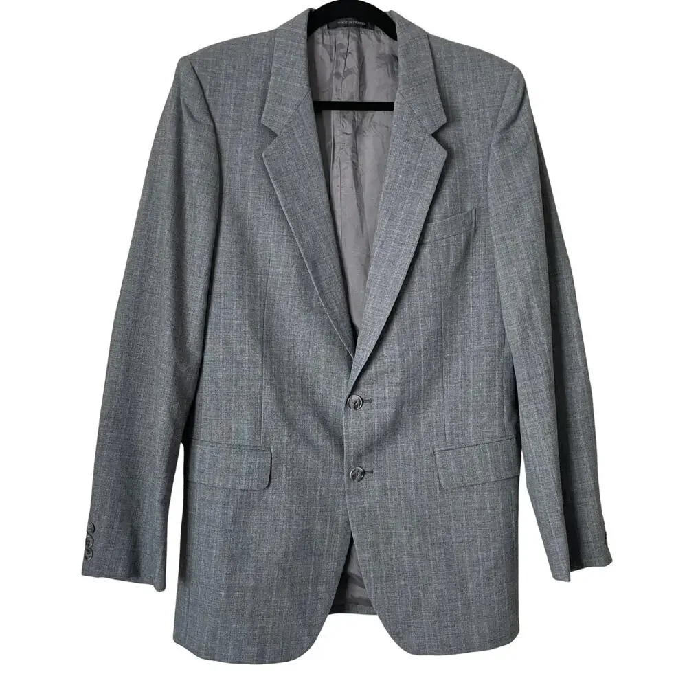 Vintage Yves Saint Laurent Blazer Mens 40 Gray Single Breasted Luxury Preppy‎