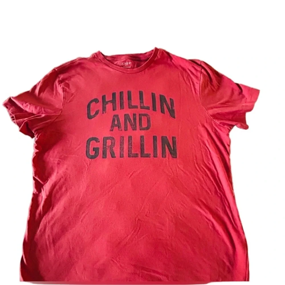 J.Crew  distressed Red chillin and grilling Graphic Tee Men Large