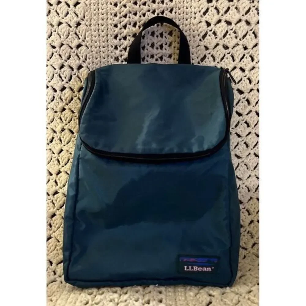 Vintage 80s LL Bean Small Hunting Utility Bag w/Hook Nylon Teal Outdoors Camping