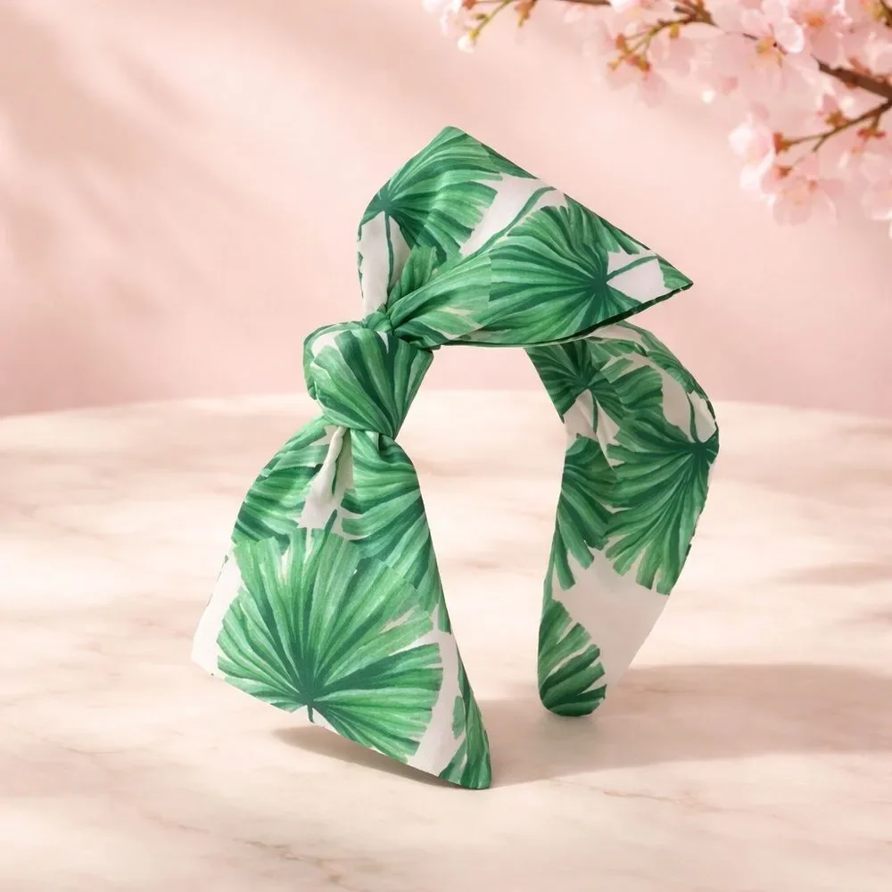 NWT Janie and Jack Toddler/Girls Two Green White Floral Headbands Bow