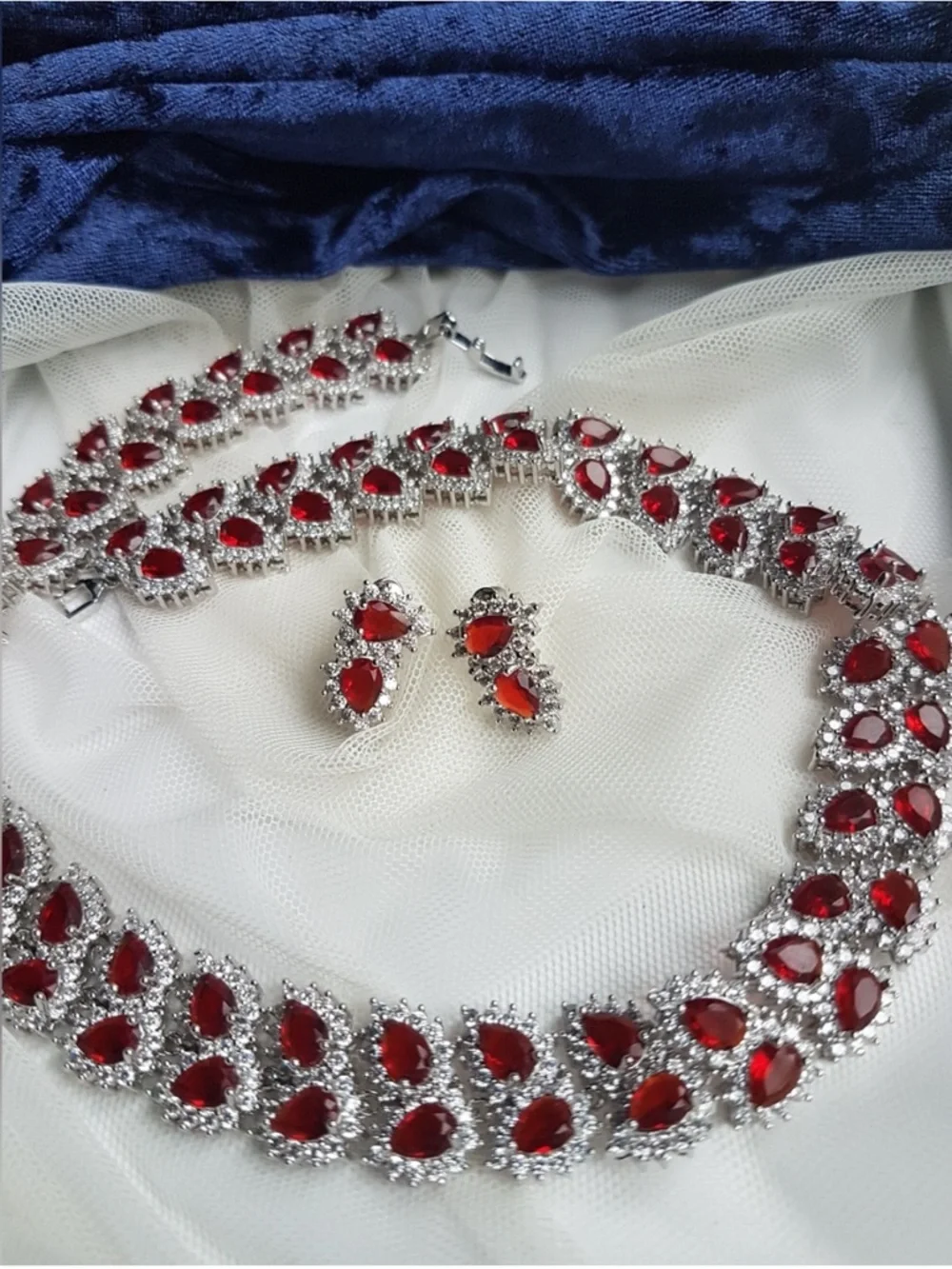 Swarovski #garnet platinum tennis
