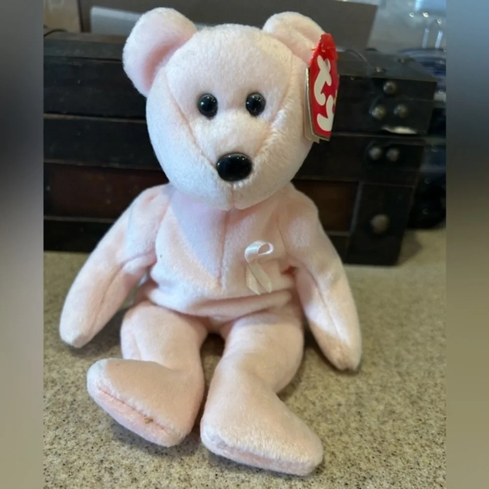 TY Cure Beanie Baby Bear pink