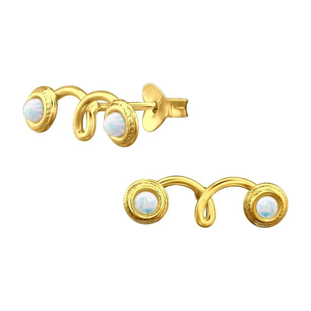 Opal Stud Earrings 14k Gold Vermeil Branch Studs October Birthstone