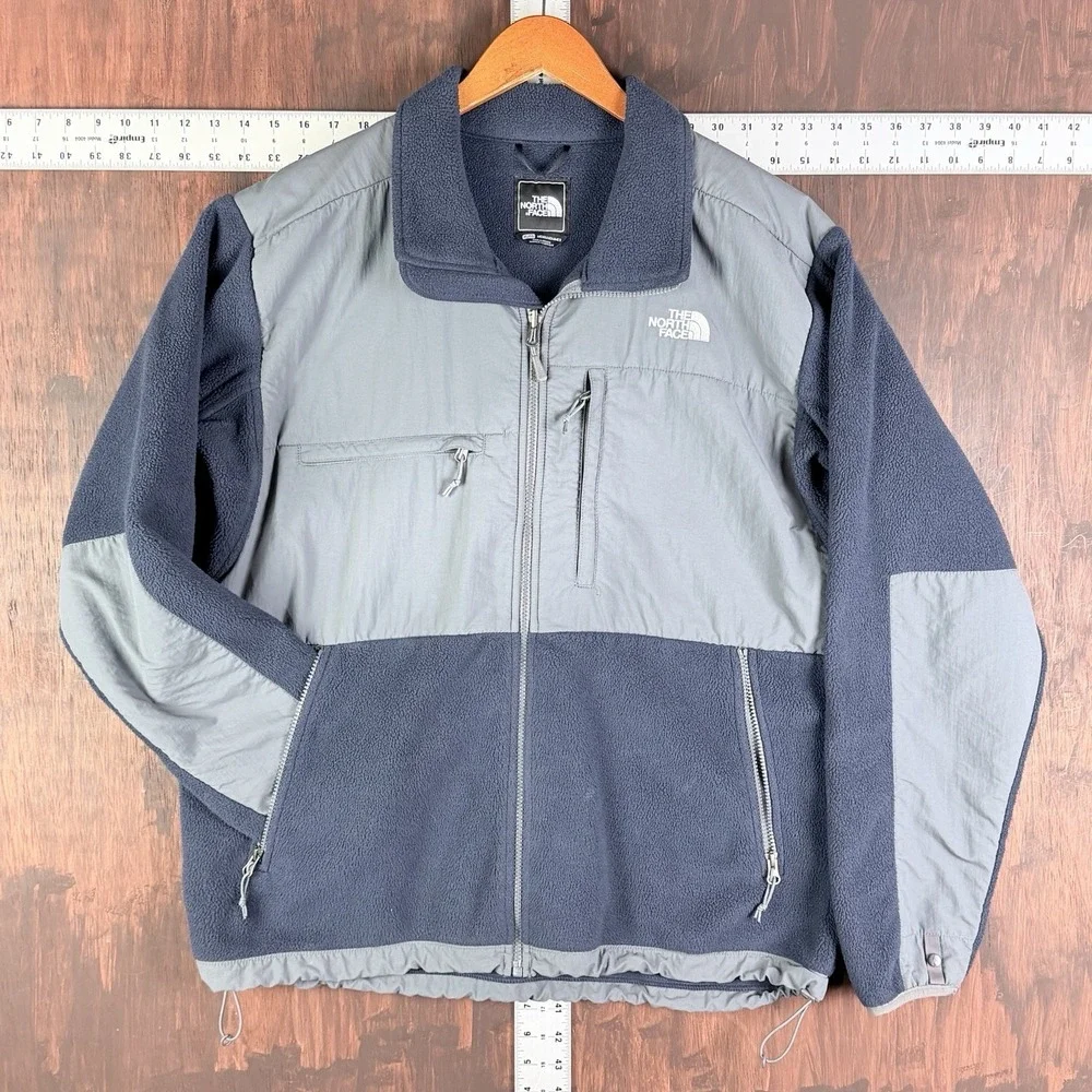 The NORTH FACE Denali Zip Fleece Polartec Vented Jacket Sweater Blue Gray Men XL
