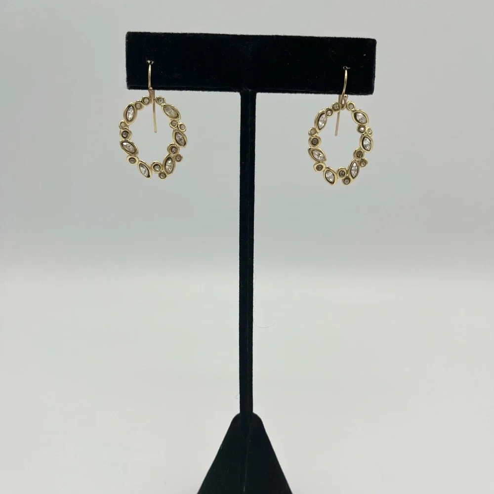 Sparkling Crystal Wreath Gold-Tone Drop Earrings
