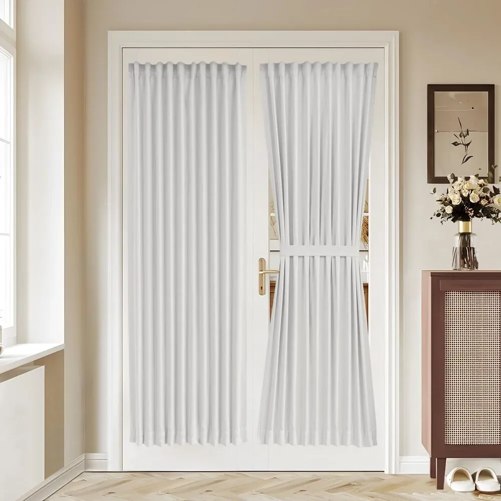 1 Panel, W36 x L72, 50% Sunlight Blocking French Door Curtains (Greyish White)