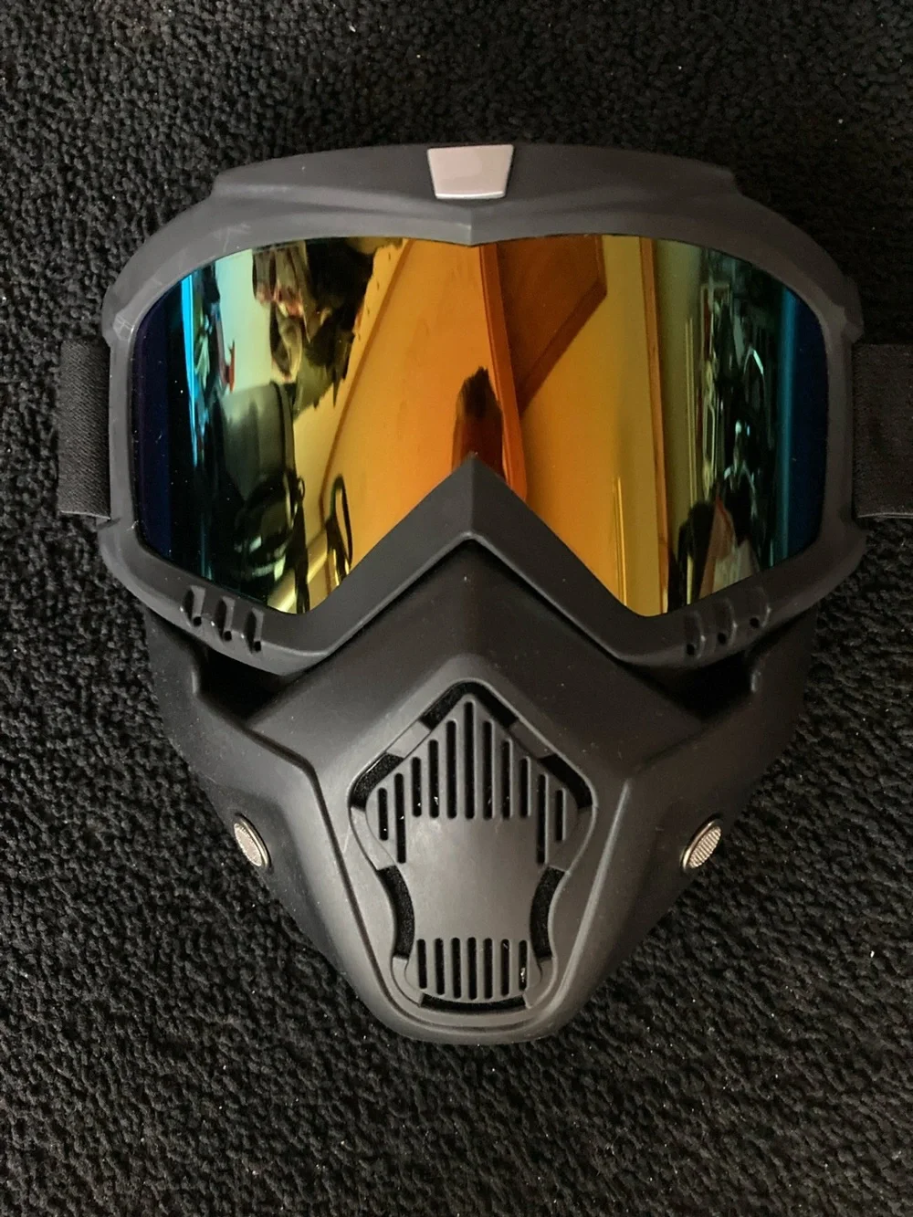 Tactical Black Full-Face Goggles with Mirrored Lens