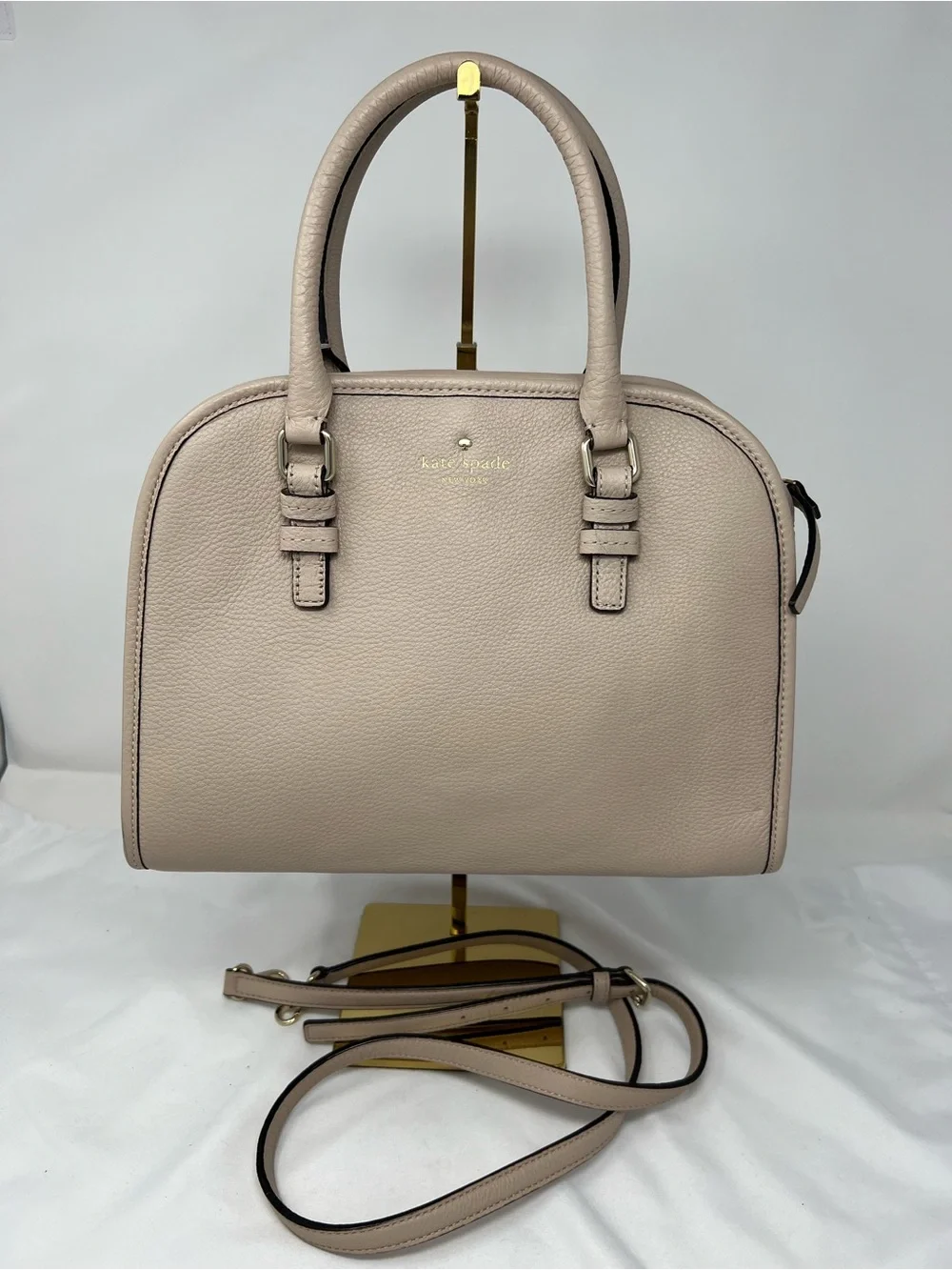 Kate Spade New York Pebbled Leather Satchel Crossbody Bag – Blush/Nude
