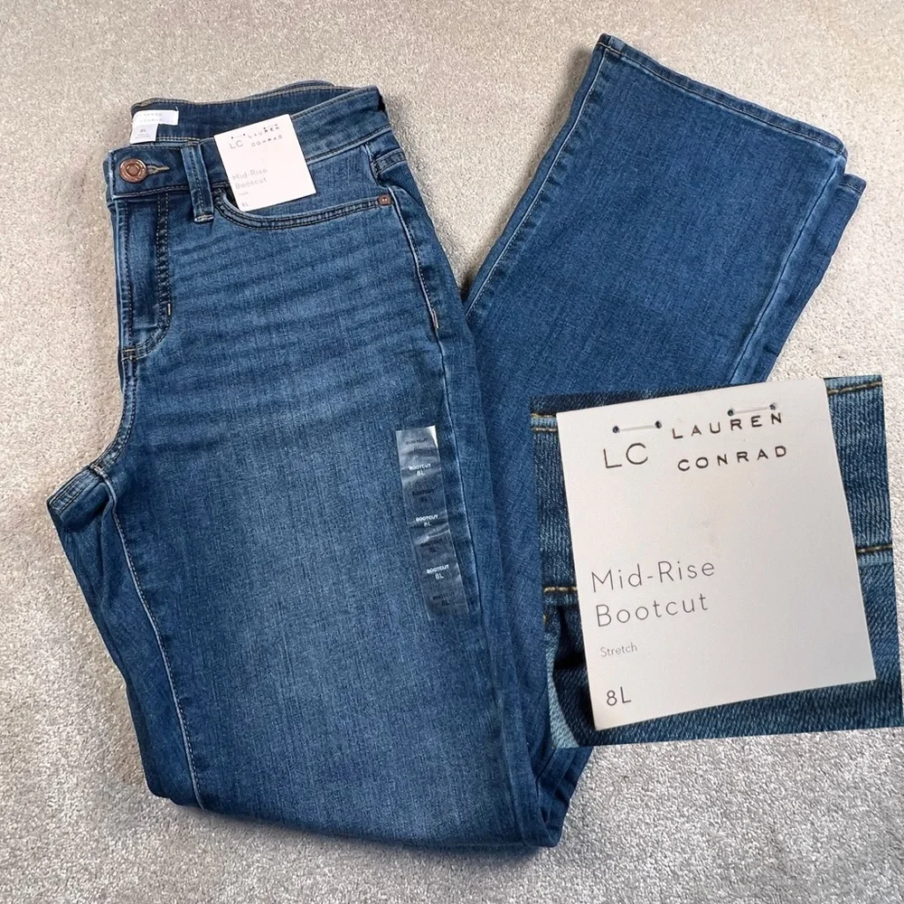 Mid Rise Boot Cut Long Length Denim Blue Jeans LC Lauren Conrad Women's 8 Long