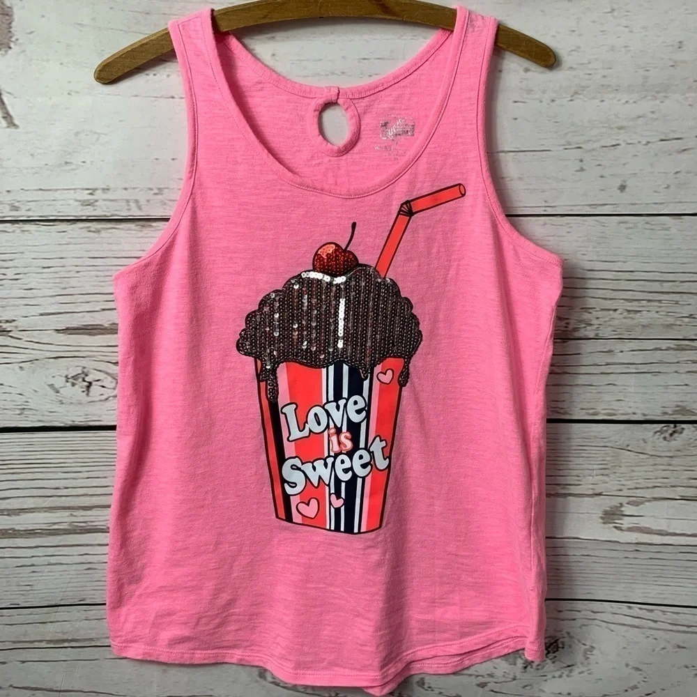 NWOT Justice “Love Is Sweet” Cupcake Tank Top