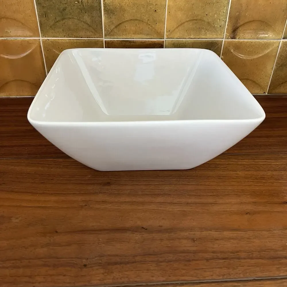 World Market Square White Porcelain Serving Bowl 9