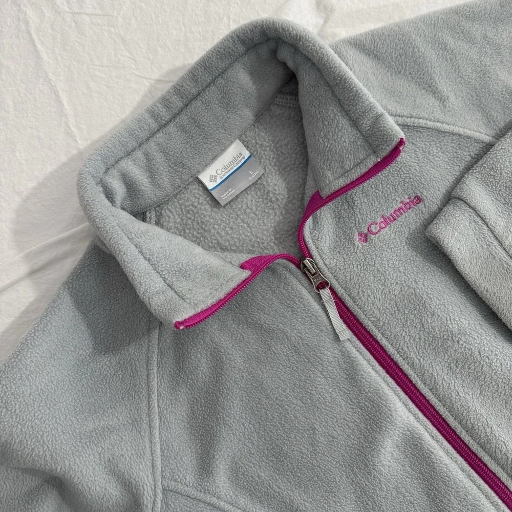 Columbia YTH Large 14/16 Gray Long‎ Sleeve Fleece Full Zip Jacket Benton Springs