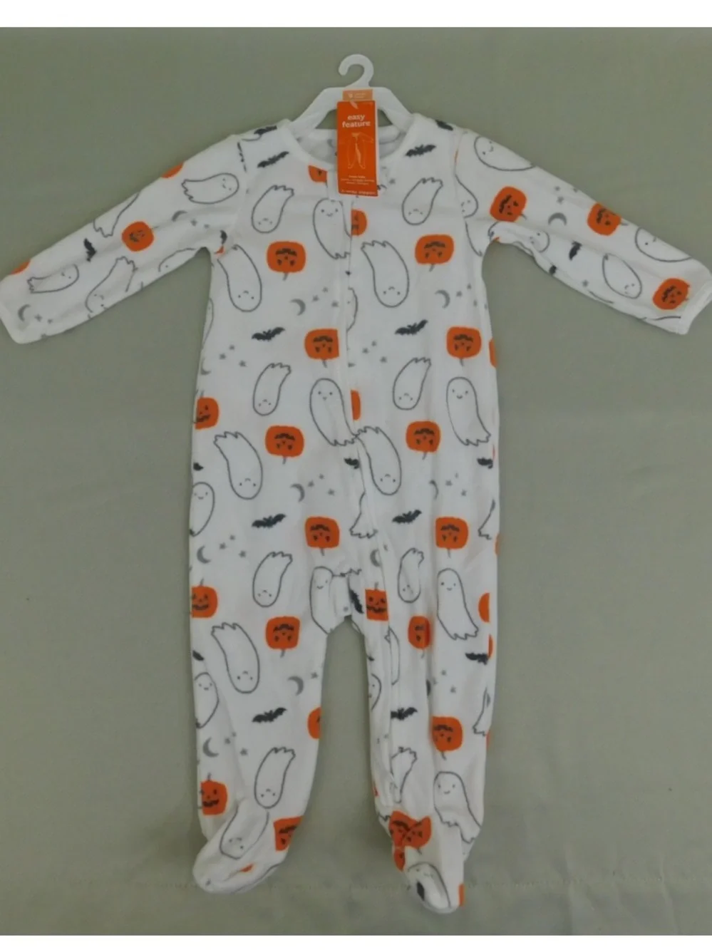 Carter's White Fleece Halloween Ghost & Pumpkin Footie