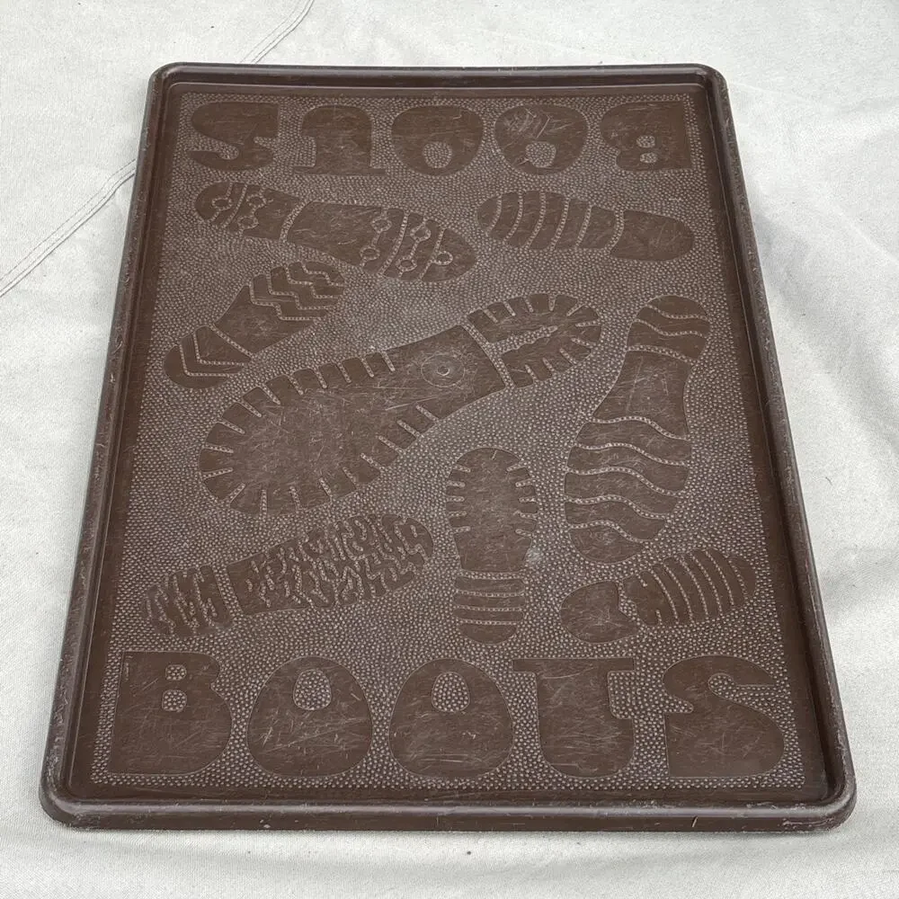 vintage sterilite Brown Plastic Boot Shoe Sneaker Embossed Floor Mat 80s 90s