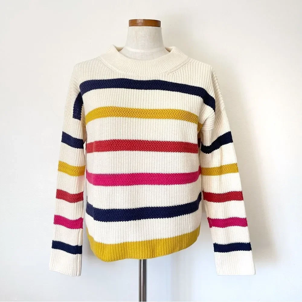 J. Crew The Reeds Rainbow stripe Crewneck sweater size Small preowned
