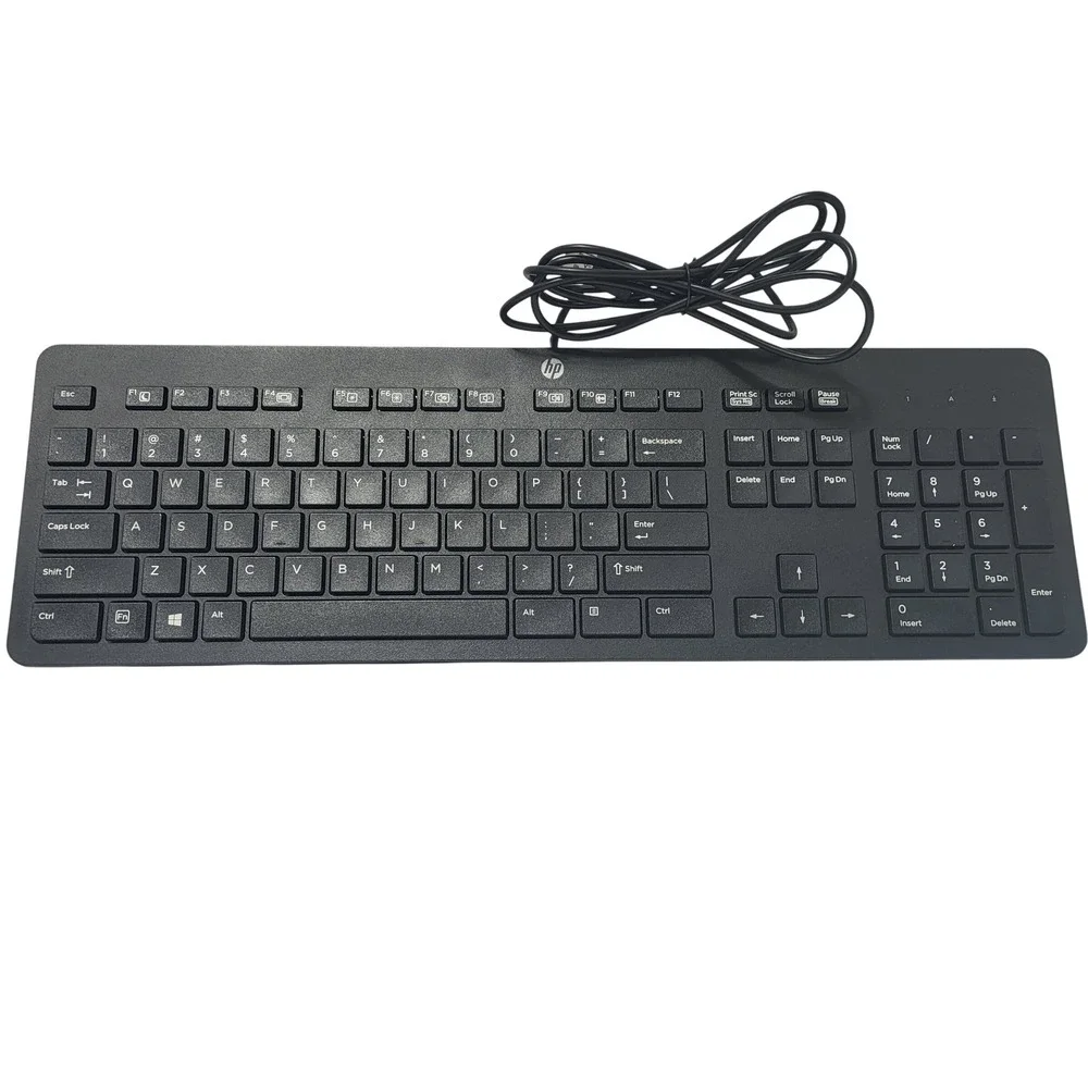 HP‎ KBAR211 Wired USB Keyboard Black Full Size Numeric Keypad 