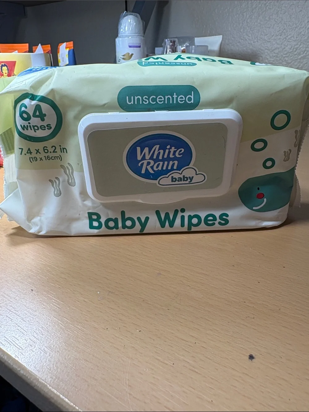 Baby Unscented Baby Wipes - Cream & Teal (64 Count)