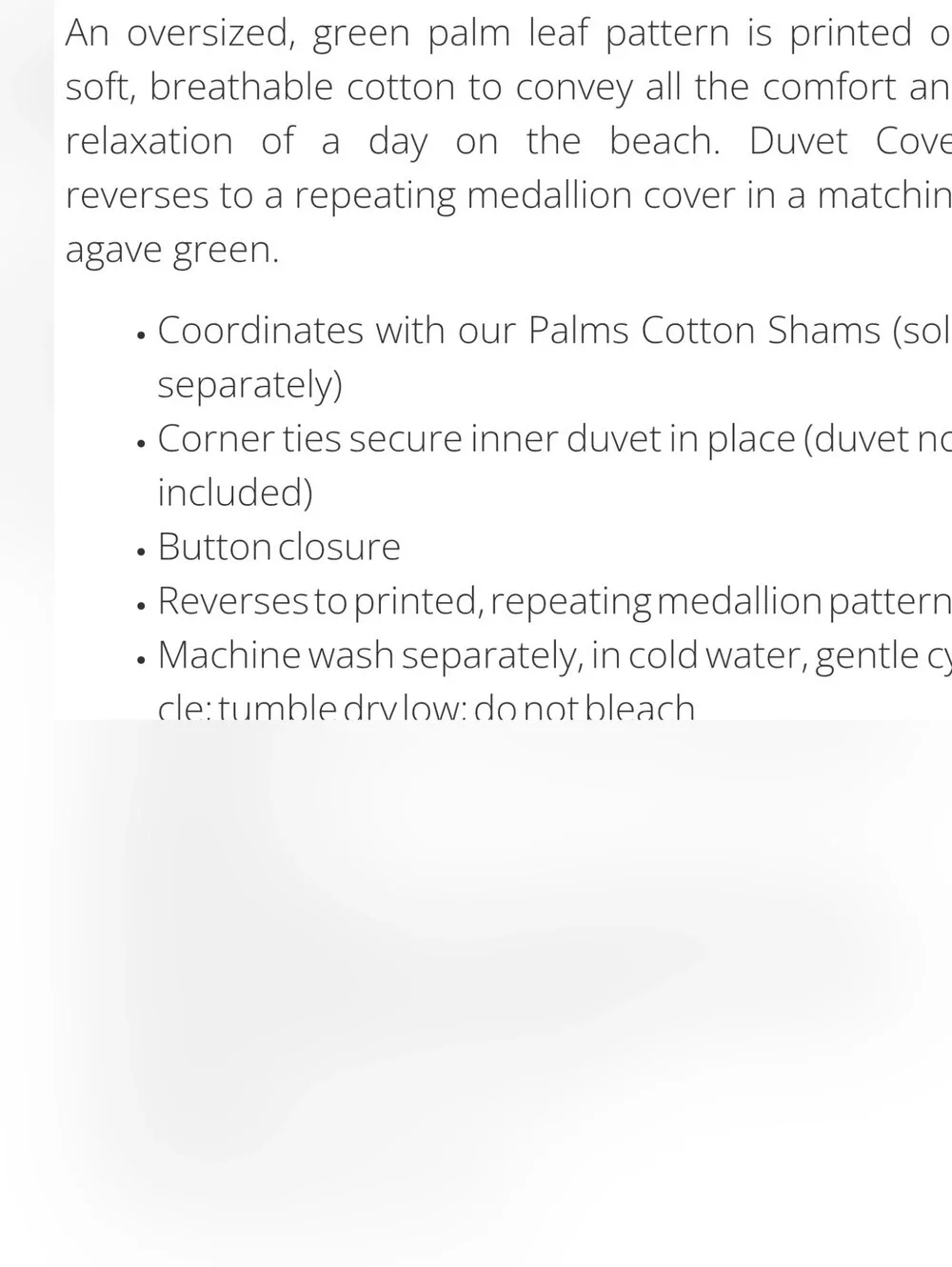 Grandinroad palms duvet