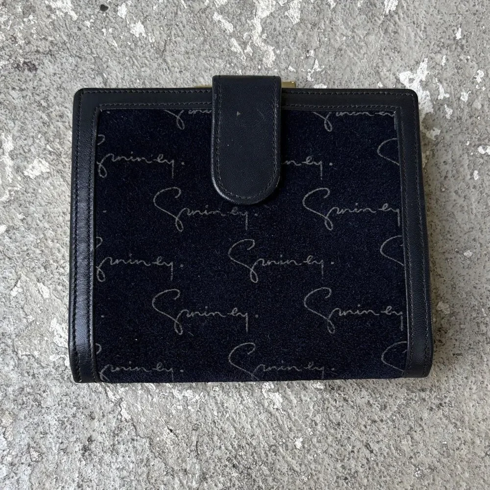 Givenchy blue velvet French kiss closure wallet