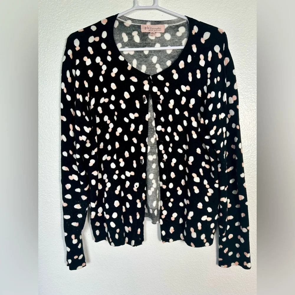 Philosophy polka  dot cardigan, button up. Petite large