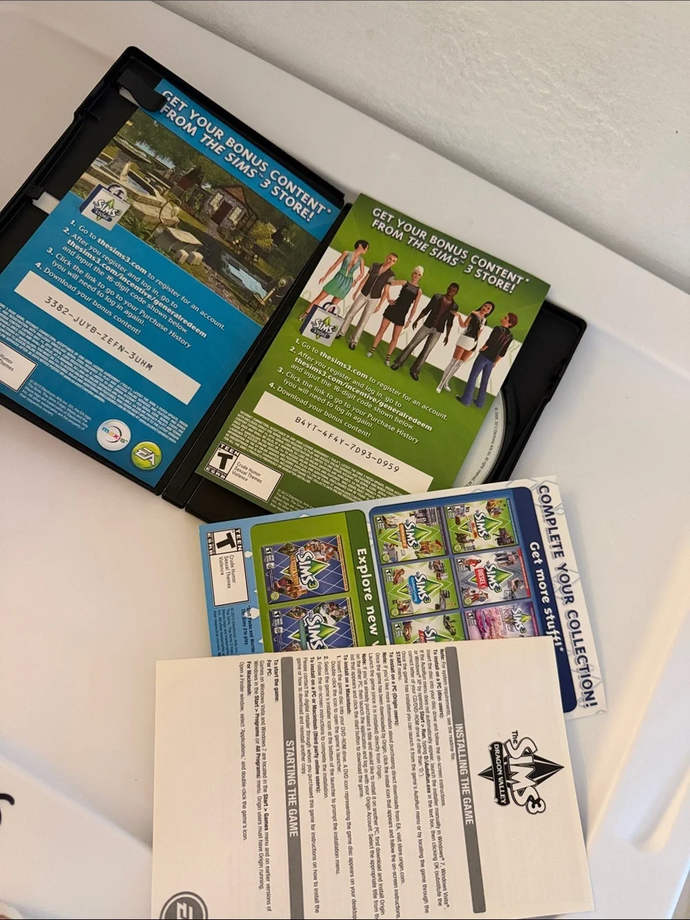 The Sims discs complete inserts