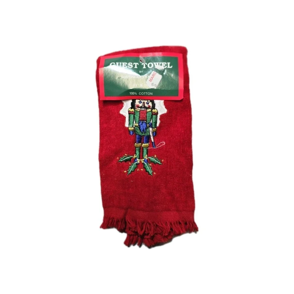 vintage christmas fingertip towel Red Nutcracker  New