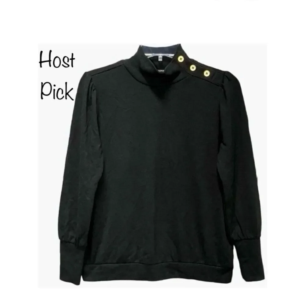 Banana Republic Button Accent Mock Neck Sweater in Dark Black Women’s XSP