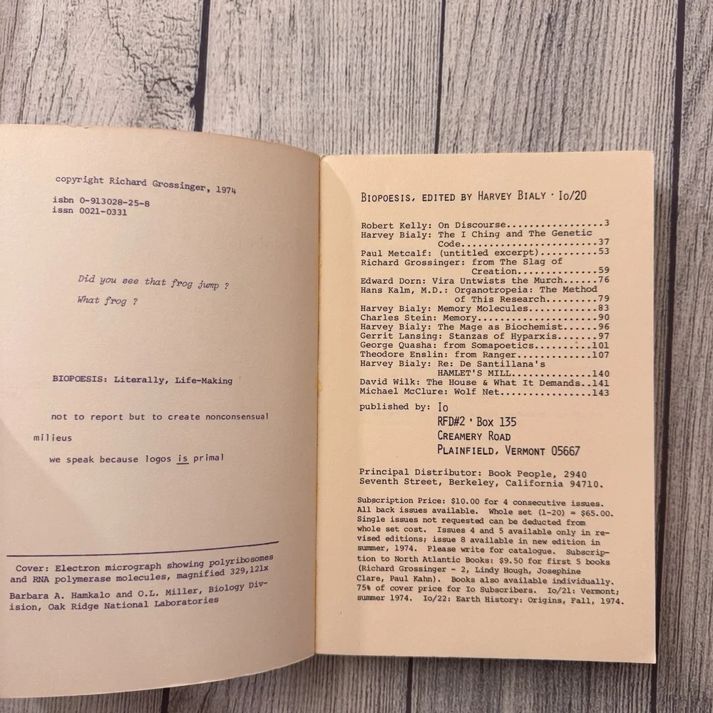 N/A journal 1974 biopoesis