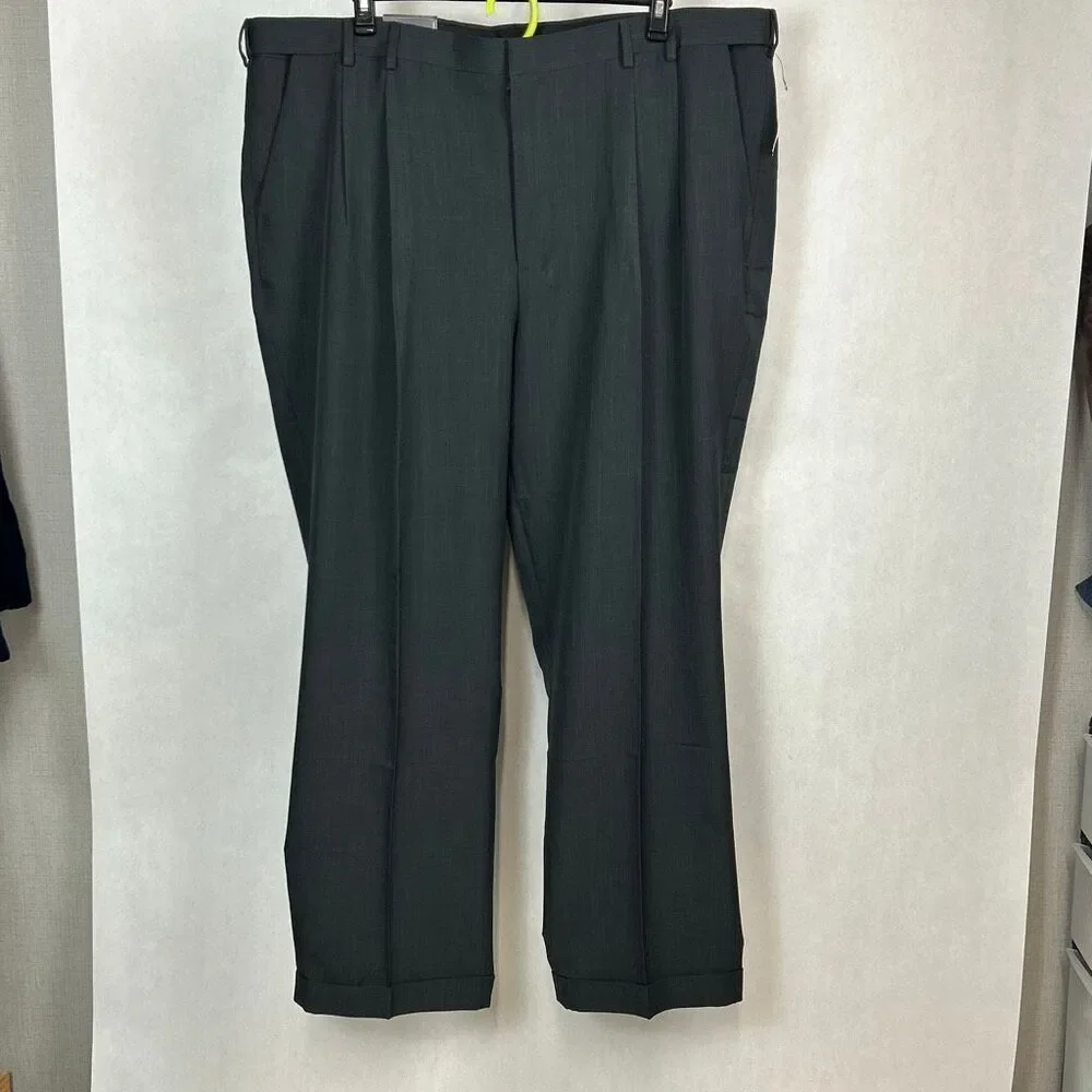 NEW Van Heusen Men’s Pants Slacks Gray Sz 46x32 Big & Tall Flex Waistband Premiu