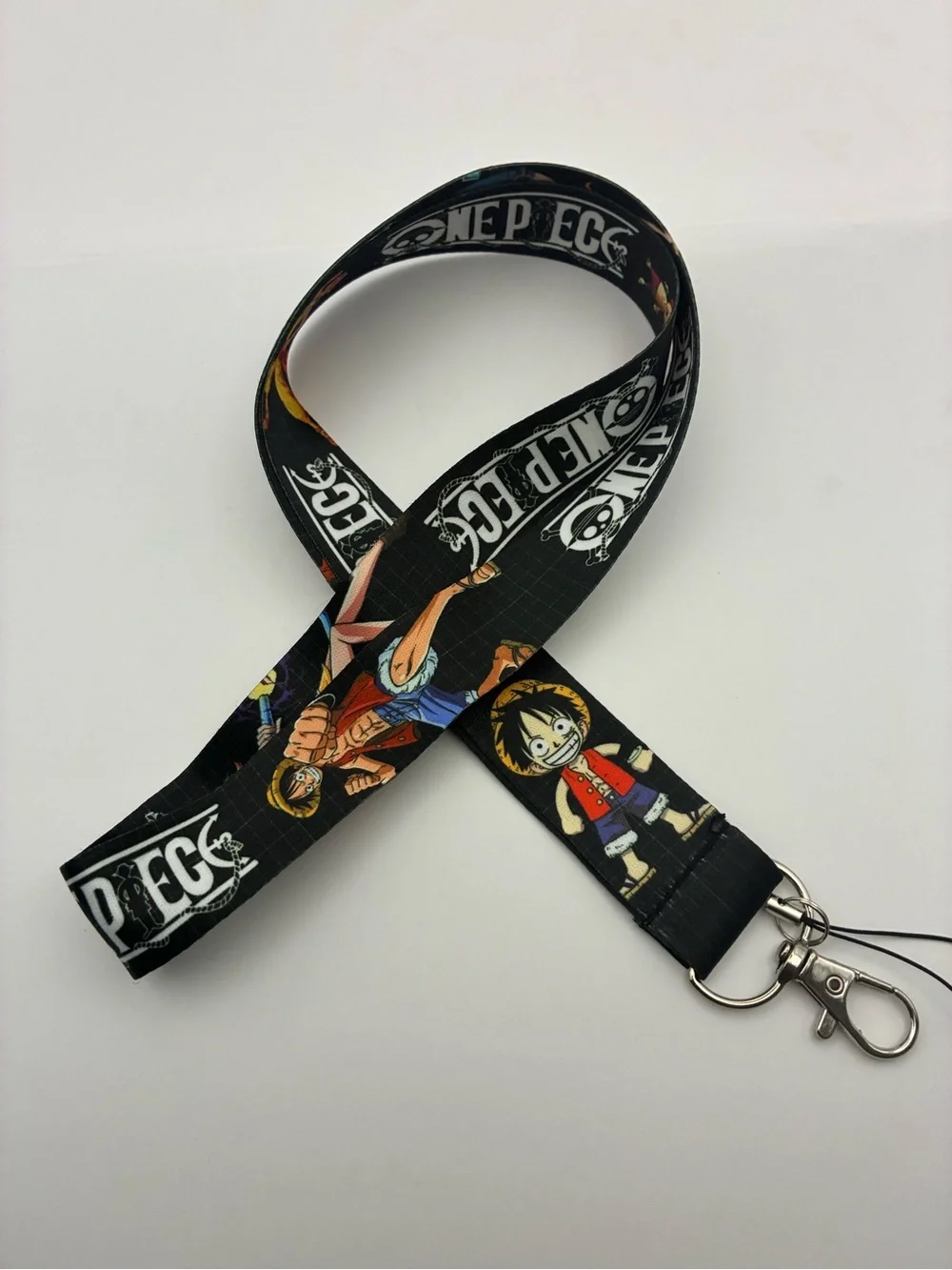 Onepiece Black Anime Character Lanyard with Yellow and Red Accents