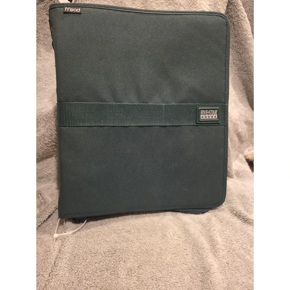Vintage 1990s Mead Five Star Forest Green 3 Ring First Gear Zipper‎ Binder