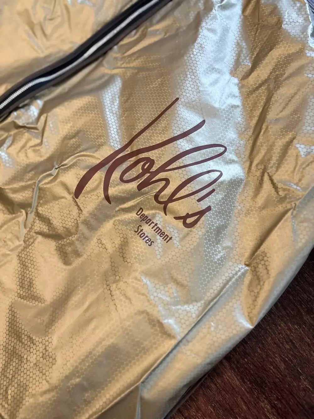 Vintage Kohls Gold Zippered Travel Garment Storage Bag 23.5 Wide