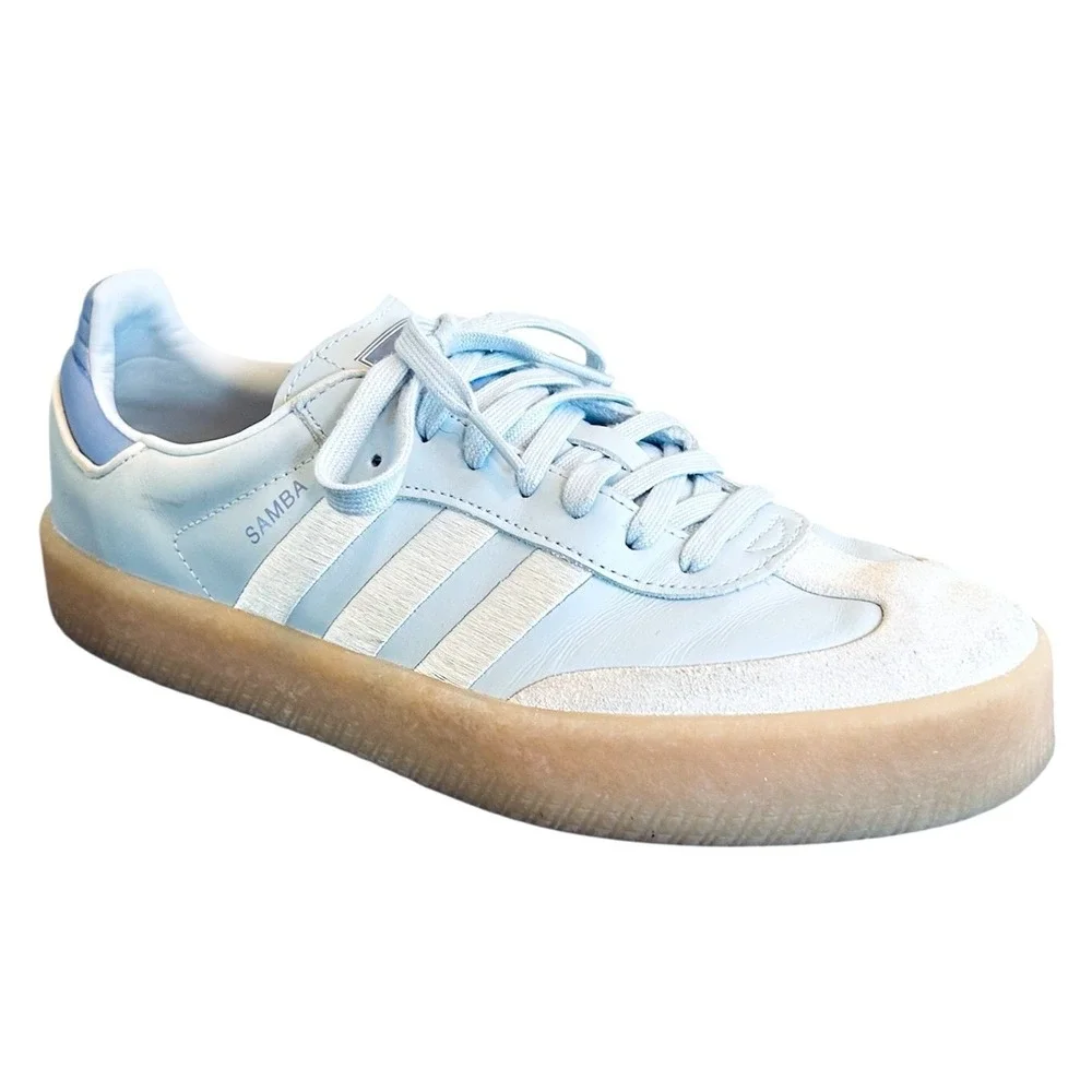 Adidas Samba Sneakers XLG Sambae Womens 11 Light Blue White Platform Gum Sole OG
