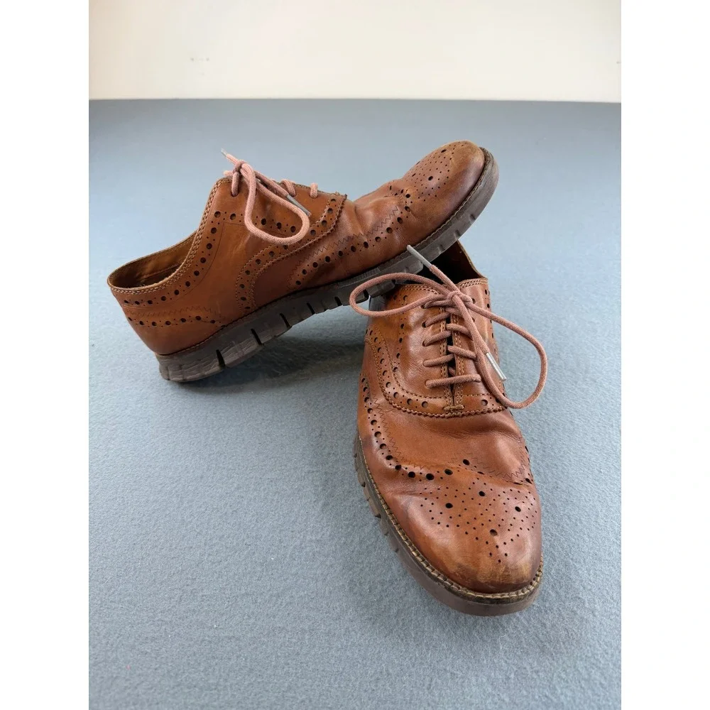 Cole Haan Zerogrand Wingtip Oxford Mens 10M Brown Leather Brogue C29411
