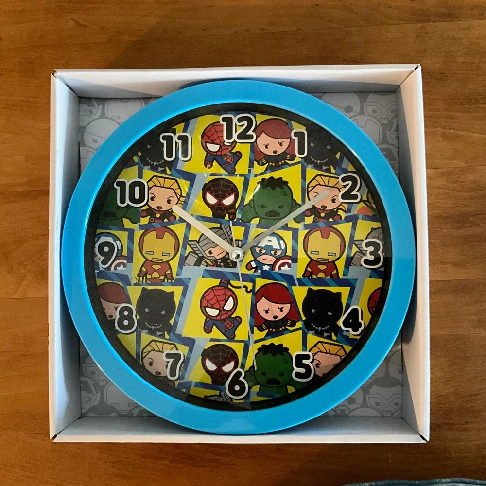 Marvel Avengers Characters Wall Clock Analog Display‎ Blue Round Kids Room