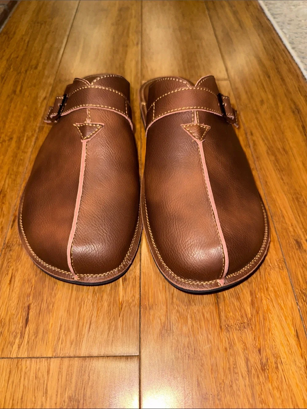 Men's Brown Leather Slip-On Clog