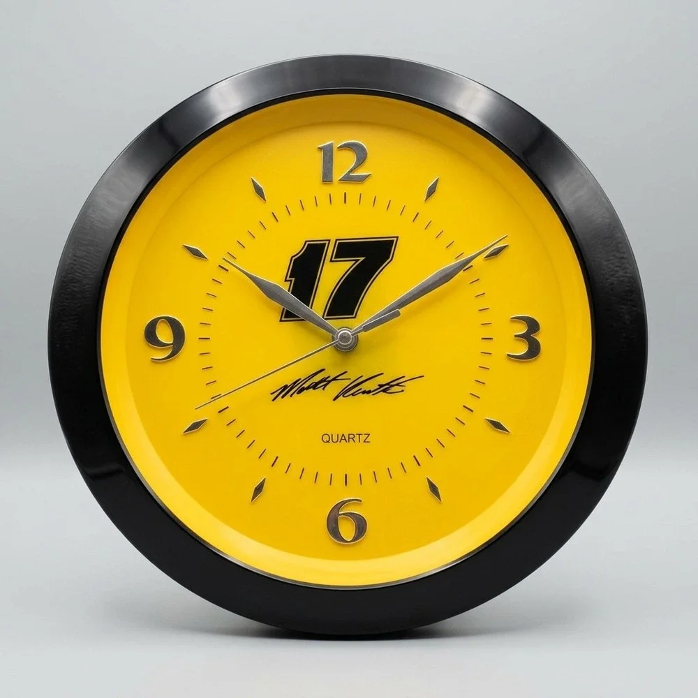 Matt Kenseth NASCAR #17 Signature Wall Clock Yellow Black Quartz Racing Decor