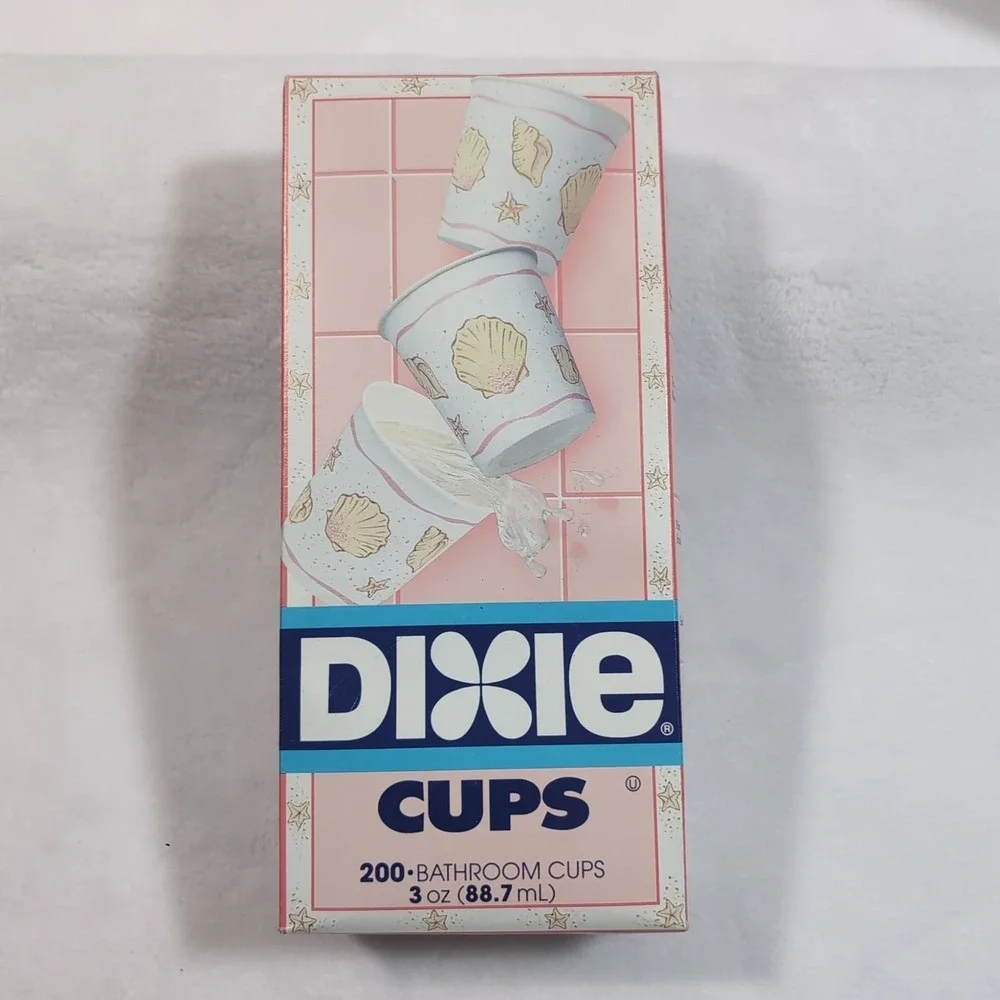 New Vtg Dixie Sea Shell Bathroom Cups 3 Oz 200 Count‎ Discontinued Pink NOS 1993
