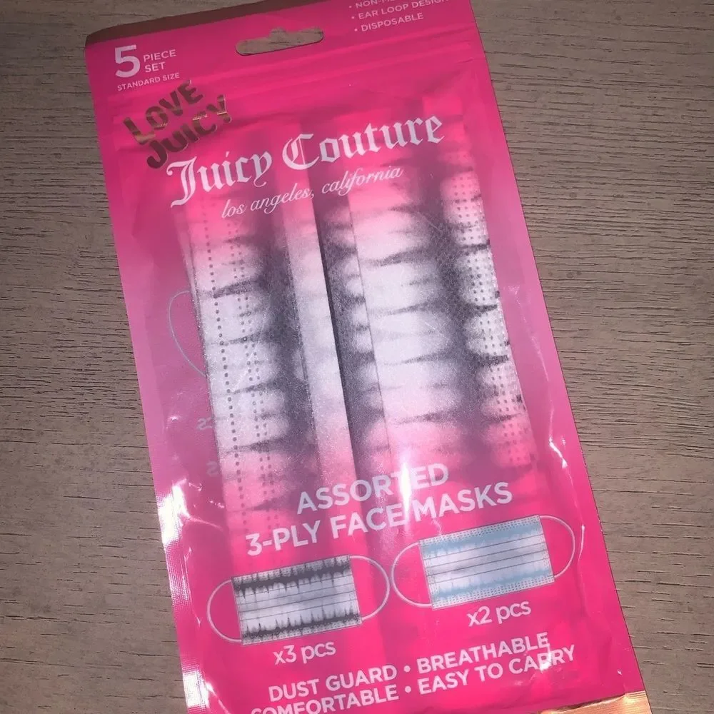 NWT Juicy Couture Assorted 3 Ply Face Mask