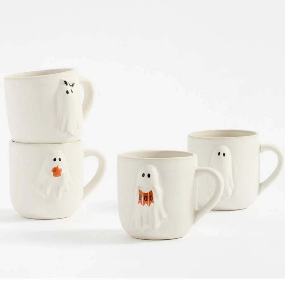 Pottery Barn Scary Squad Stoneware Mug - Mixed Set of 4
