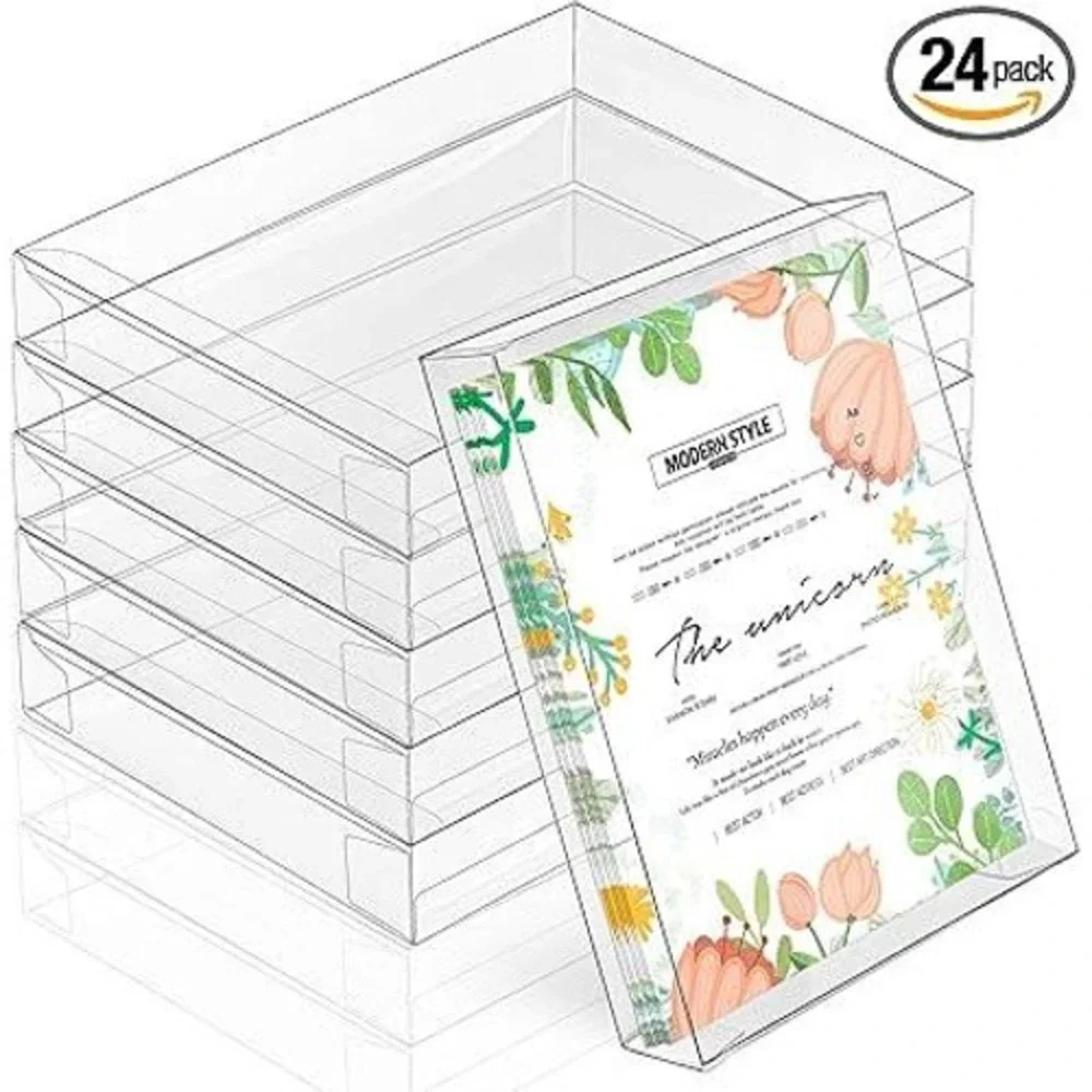 Beeveer 24 Pcs Square Document Storage Box Set‎ Clear Plastic GRE1325 New