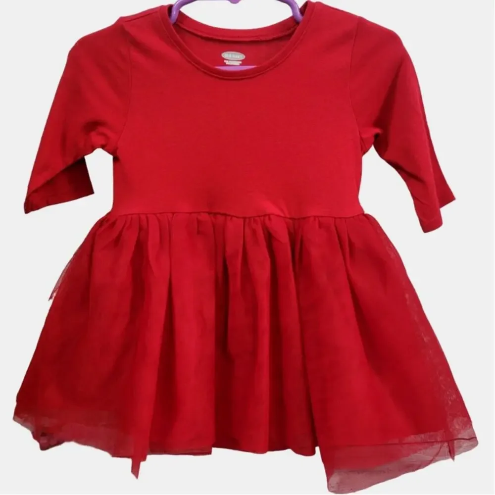 Old Navy Red Long Sleeve Tutu Onesie‎ Dress Size 6-12 Months New with Tags!!!