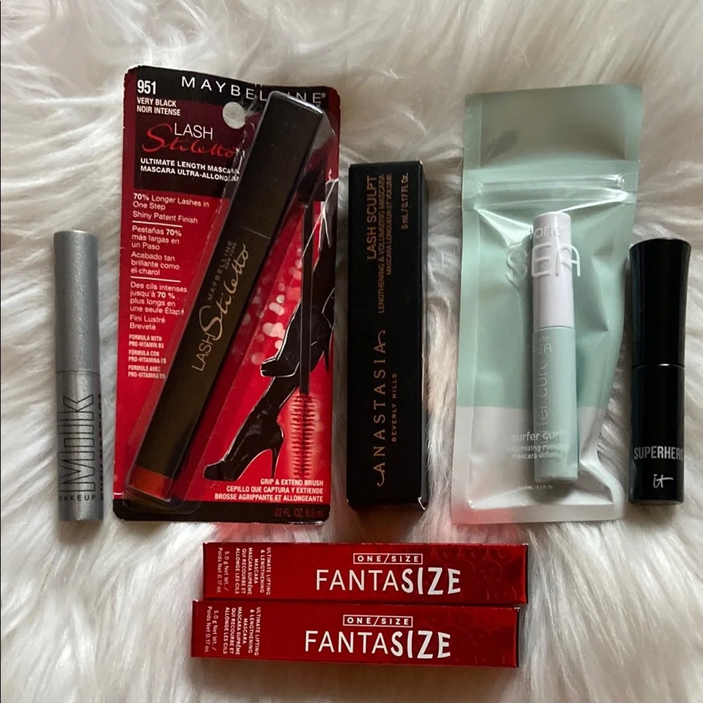 Mascara Makeup Bundle; Maybelline One Size Anastasia Tarte Milk Makeup & It Cos
