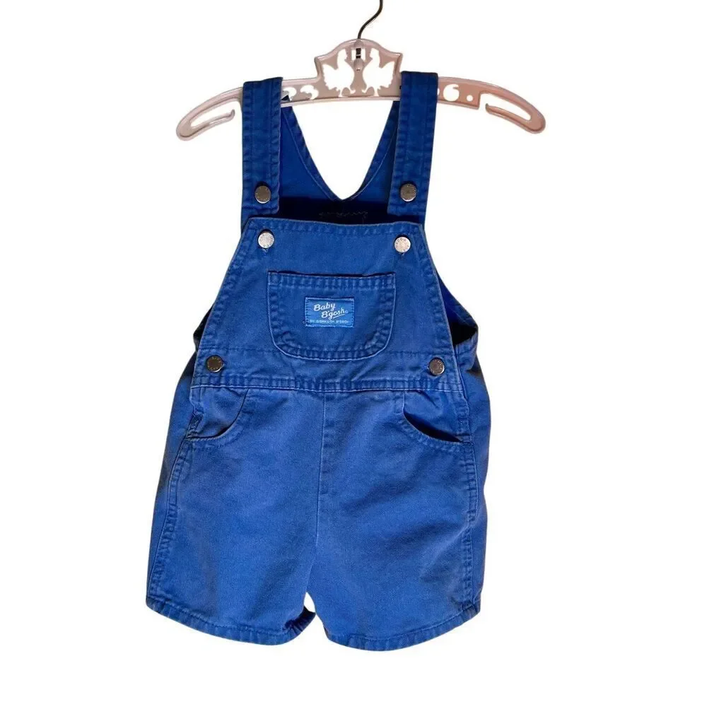 Vintage Royal Blue Oshkosh B'Gosh Shortalls Overalls Size 18M 80's/90’s Vestback