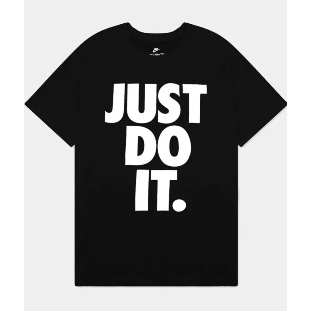 Nike Just Do It T-Shirt Black Big Logo Men's Size Small DX1987 010 Unisex New