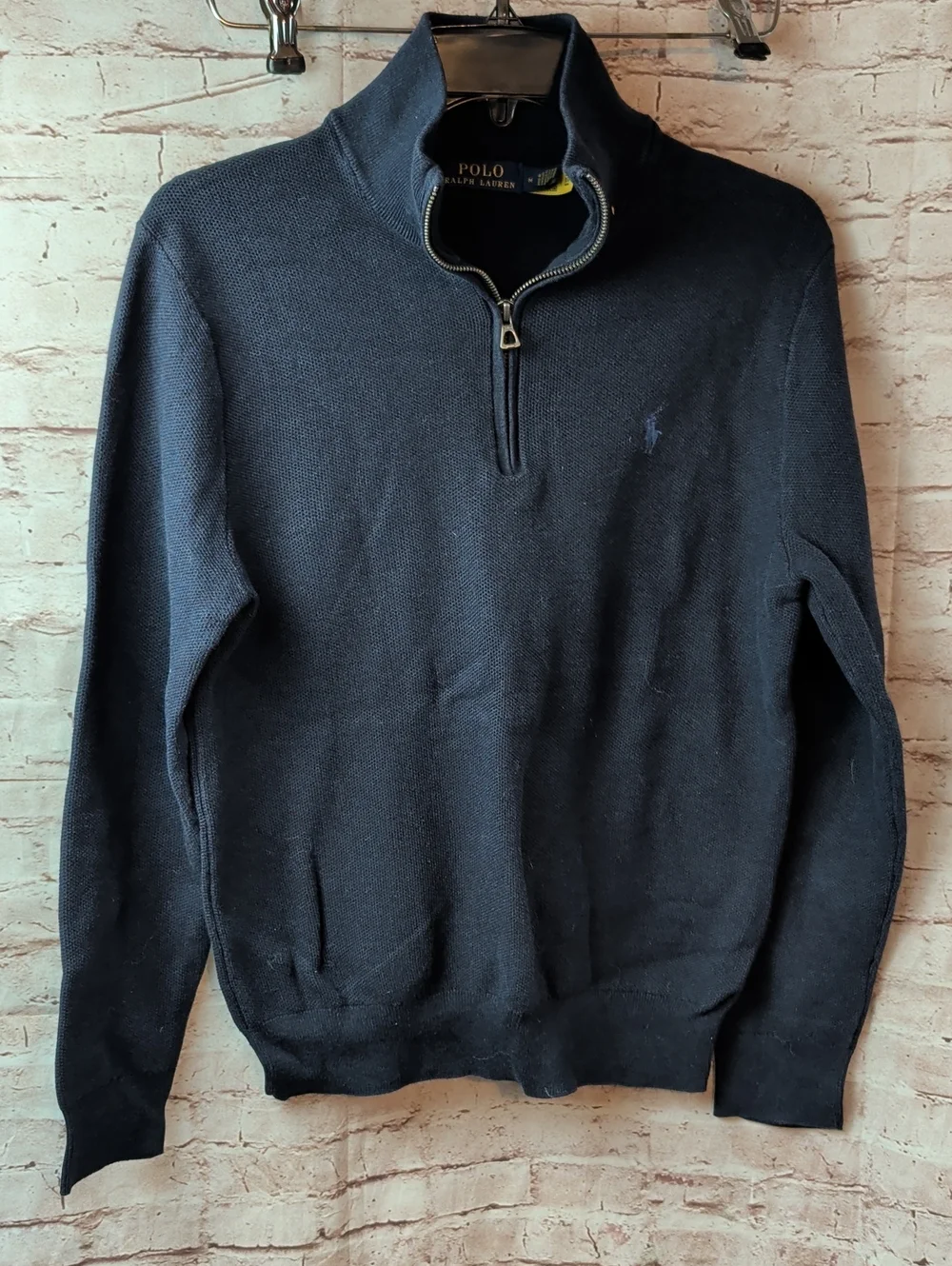 Polo by Ralph Lauren Navy Half-Zip Mock Neck Sweater Medium Men's Like New