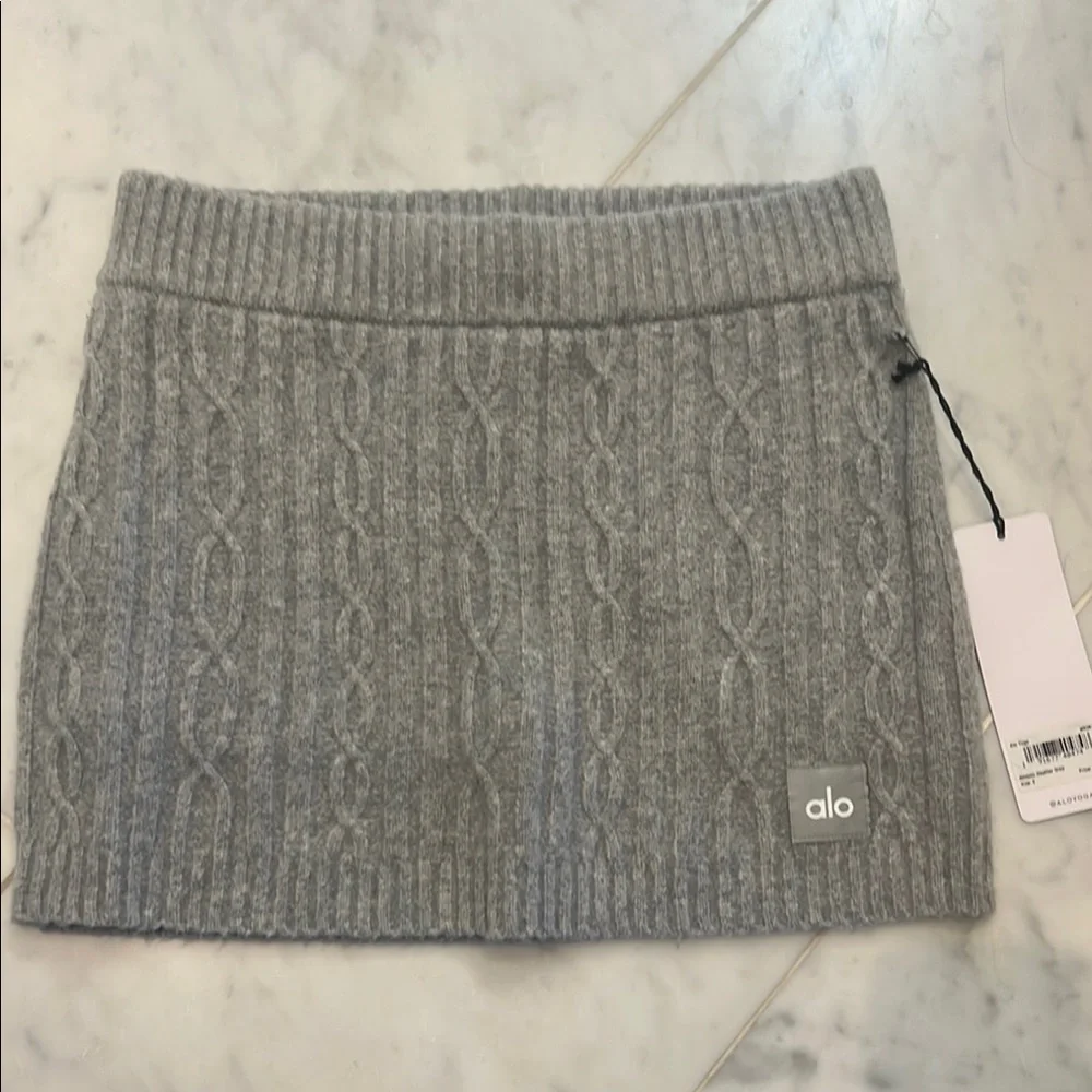 ALO Yoga Grey Cable-Knit Mini Skirt